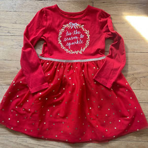 Cat & Jack Girl's Holiday "Tis the Season to Sparkle" Tulle Dress (Size XS)